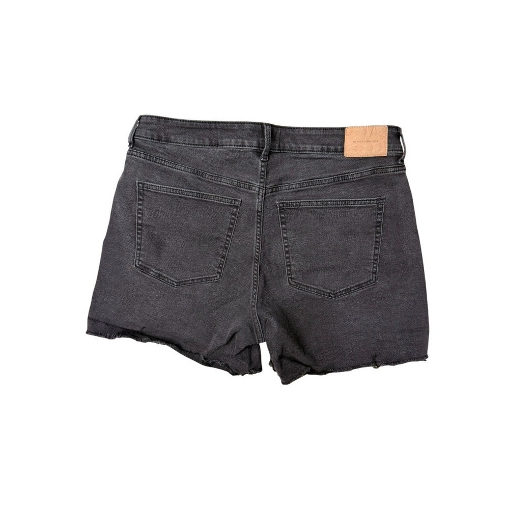 H&M Hennes & Mauritz Women Dark Gray High Rise Raw Hem Denim Shorts‎ Size 18